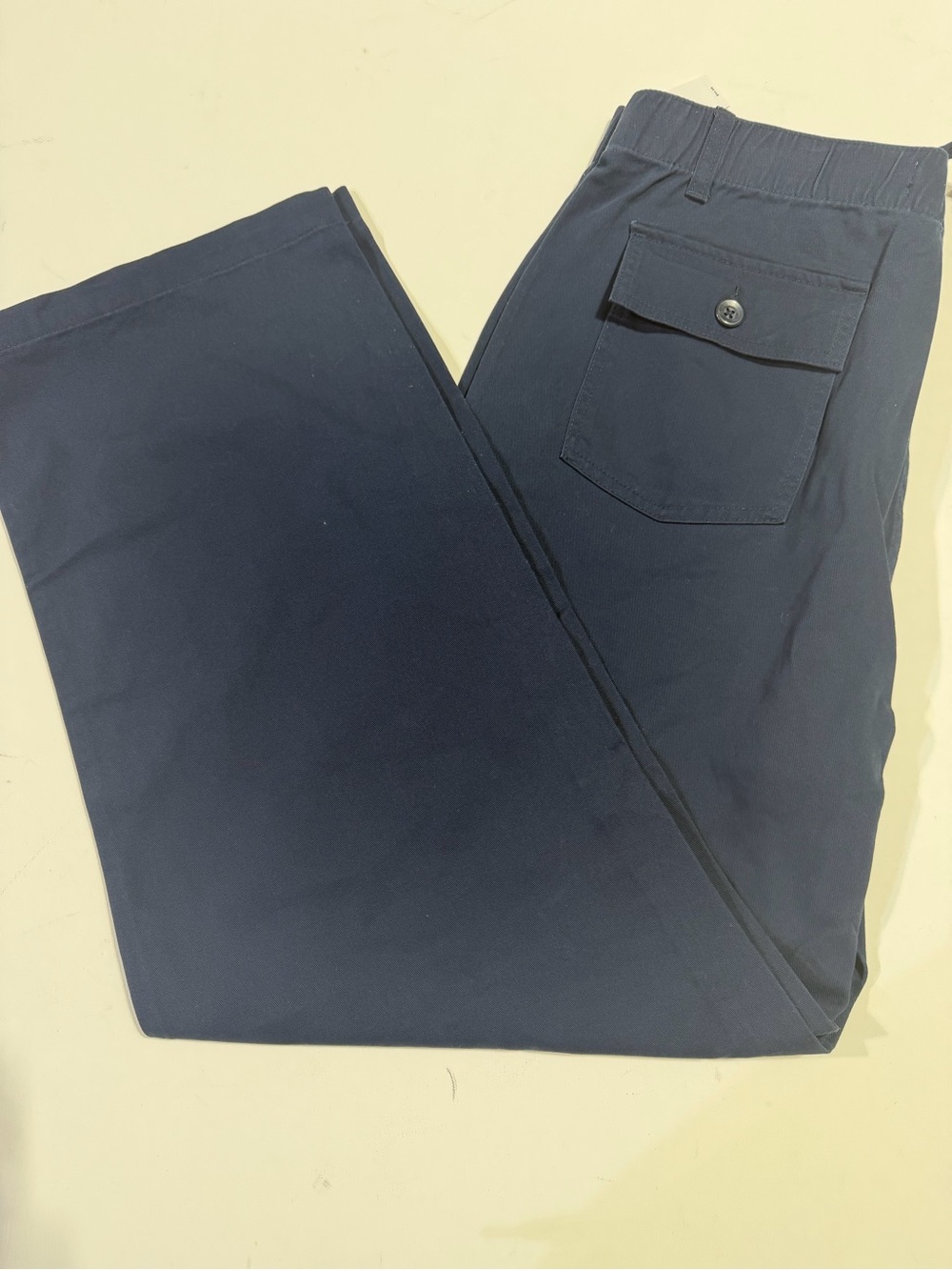 Navy Elastic-Waist Casual Pants size L